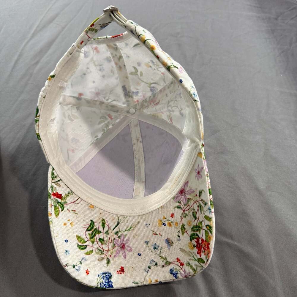 Giani Bernini Botanical Floral Print Baseball Cap Hat Adjustable White - Picture 5 of 7
